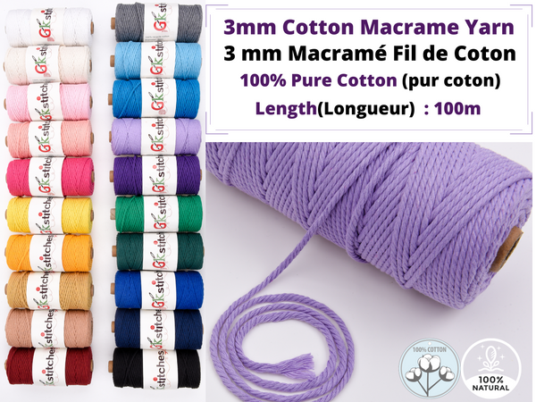 3 mm Cotton Macrame Yarn - Gkstitches