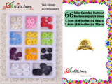 Four-Holes 66 Pieces Mix Combo Colored Buttons - Gkstitches