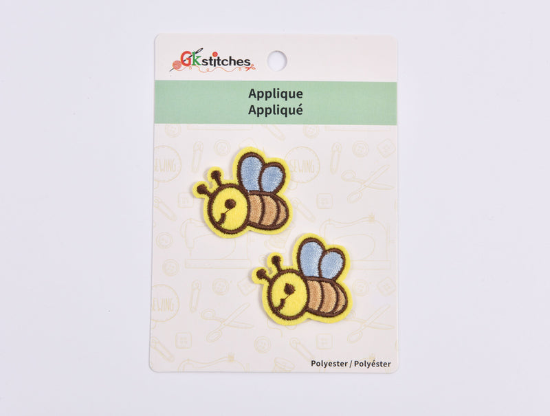 Bee Patches on Iron (2 Piece per Pack) - Gkstitches