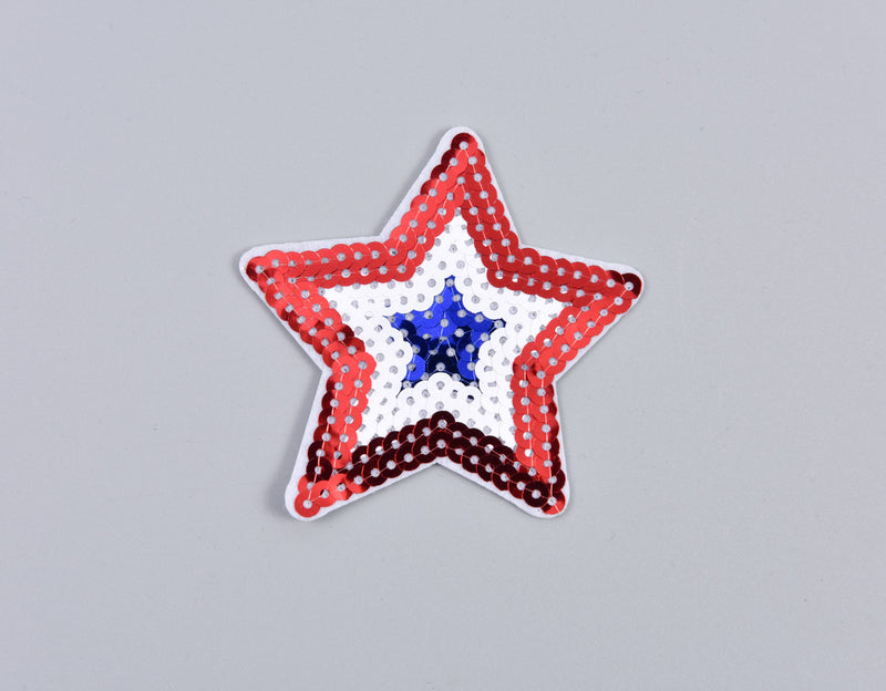 Sequin Star Embroidery (1 Piece Pack) Iron on , Sew on, Embroidered patches. - Gkstitches