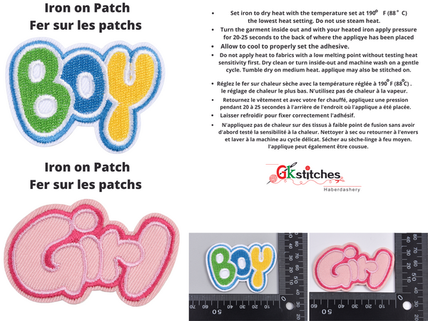 Boy & Girl Patches on Iron (1 Piece per Pack) - Gkstitches