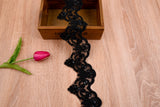 Mesh Floral Border Crochet Lace Border Trim with Handwork Beads and Sequins - GK- 1 - Gkstitches