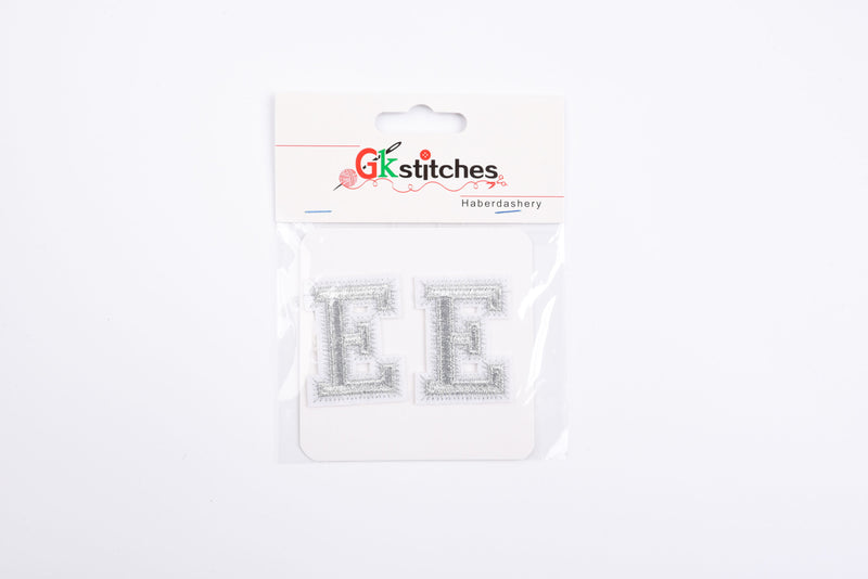 Alphabet, Gold, Silver Letters Patch (2 Pieces Pack) Iron on , Sew on, Embroidered patches. - GK 53 - Gkstitches