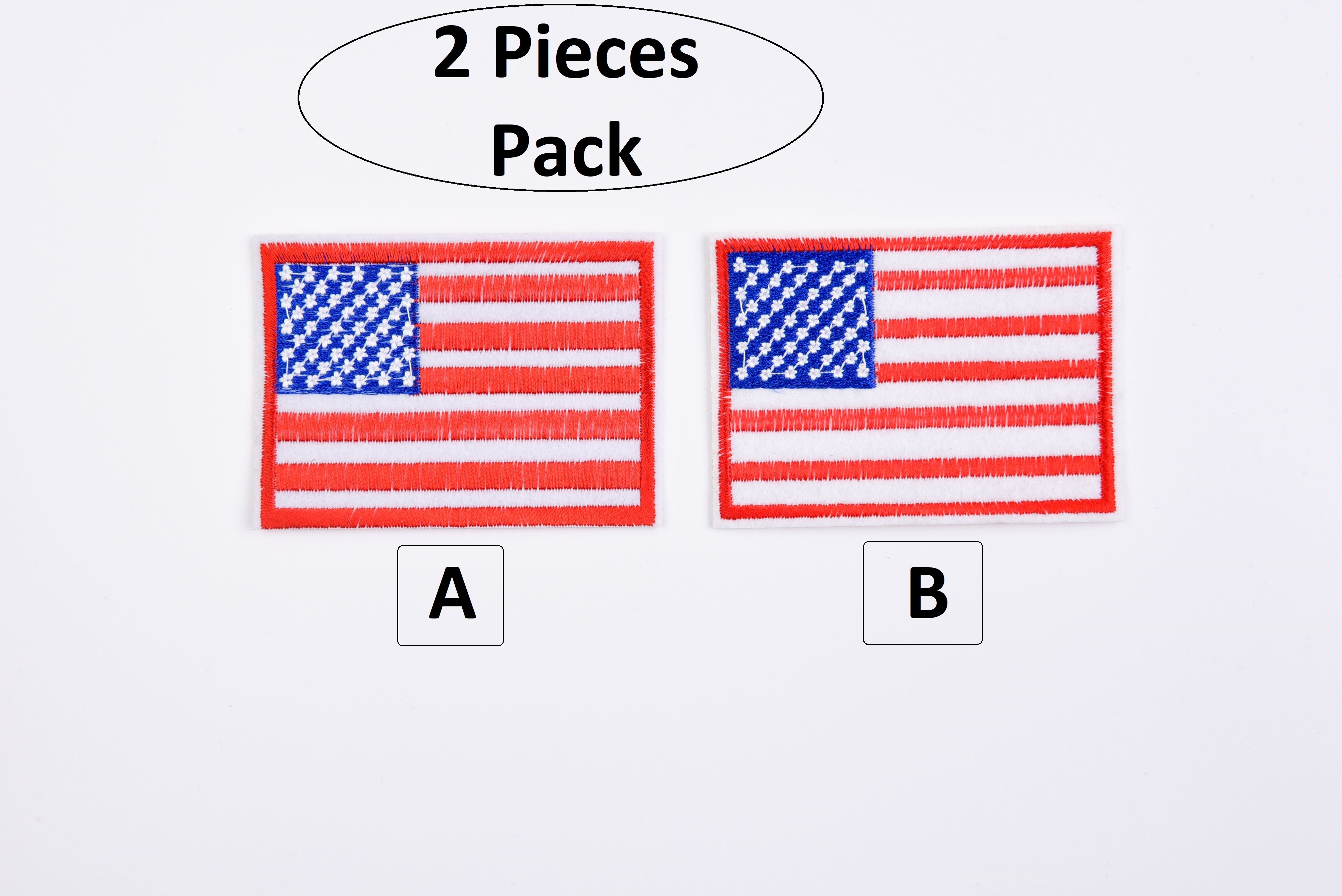 Black American Flag Patches (2-Pack) Iron On USA Patch Set of United States  of America Flag, US Flag Patch, sew on for Hats, Clothing, Backpacks, and