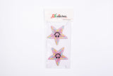 Stars Smiley Face Glitter (2 Pieces Pack) Iron on , Sew on, Embroidered patches. - GK 47 - Gkstitches