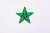 Stars Smiley Face Glitter (2 Pieces Pack) Iron on , Sew on, Embroidered patches. - GK 47 - Gkstitches
