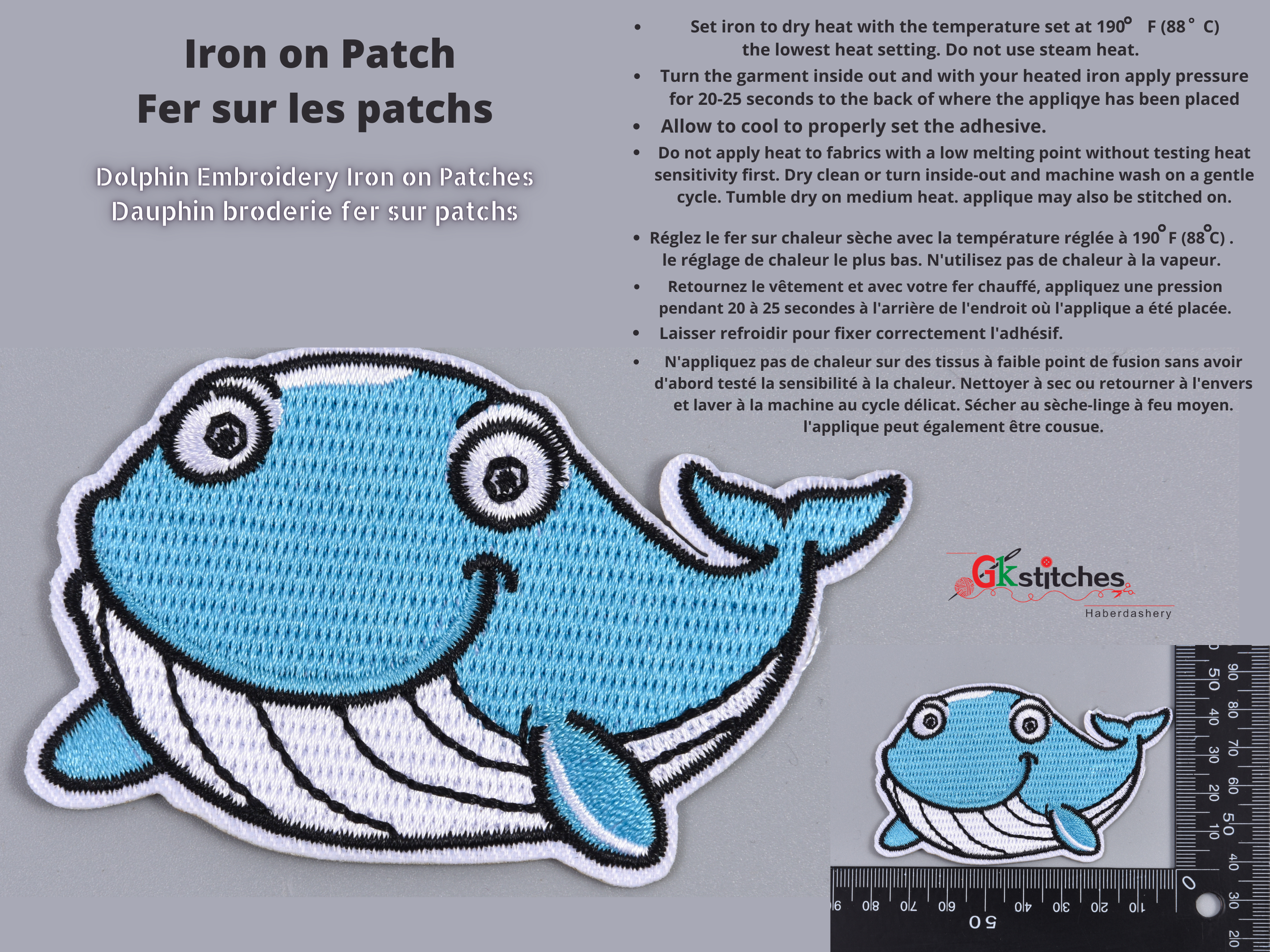 Dolphin Iron Patch (1 piece per pack) – Gkstitches