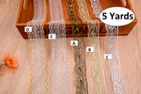 Thin Gold and Silver Lace Fabric Ribbon Trim GK- 61( 5 Yards Pack) - Gkstitches