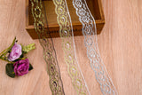 Thin Gold and Silver Lace Fabric Ribbon Trim GK- 61( 5 Yards Pack) - Gkstitches