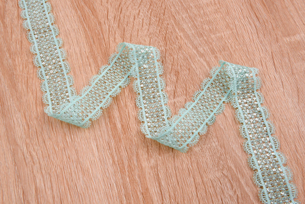 Flowers Border Crochet Lace Trim with Handwork Beads - GK- 66 - Gkstitches
