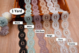 Round Flowers Crochet Lace Trim with Sequins - GK- 72 - Gkstitches
