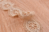 Round Flowers Crochet Lace Trim with Sequins - GK- 72 - Gkstitches