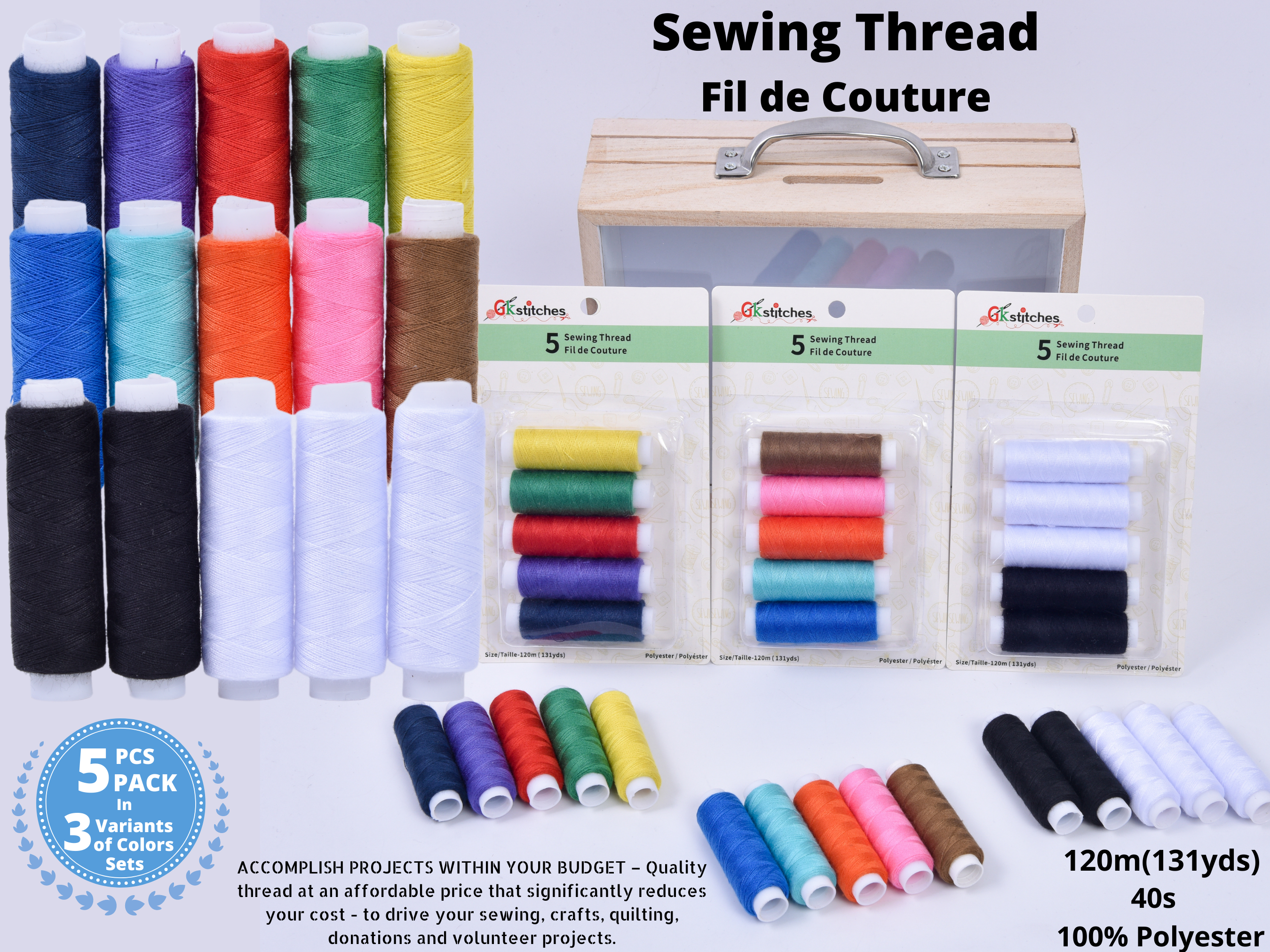 Gütermann Sewing Thread Set Jeans - 5 spools 