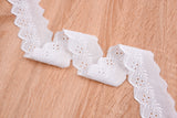 Cotton Lace trim( 2 Yards Pack ) , lace-bordered cotton batiste/voile, Broderie Anglaise Embroidery scalloped flower - Gkstitches