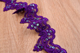 Mesh Floral Border Crochet Lace Border Trim with Handwork Beads and Sequins - GK- 1 - Gkstitches