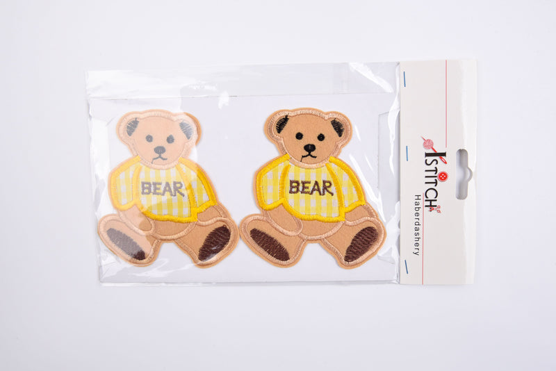 Teddy Bear Patch (2 Pieces Pack) Iron on , Sew on, Embroidered patches. - GK- 50 - Gkstitches