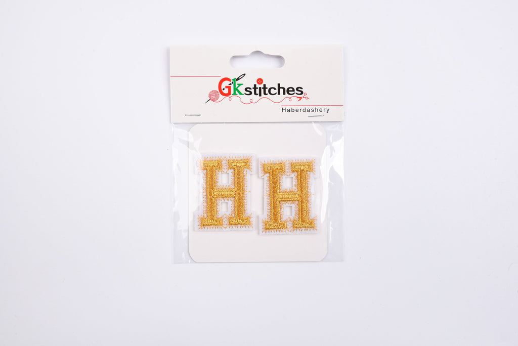 Embroidery Iron-on Letters, Gold