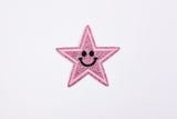 Stars Smiley Face Glitter (2 Pieces Pack) Iron on , Sew on, Embroidered patches. - GK 47 - Gkstitches