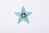 Stars Smiley Face Glitter (2 Pieces Pack) Iron on , Sew on, Embroidered patches. - GK 47 - Gkstitches