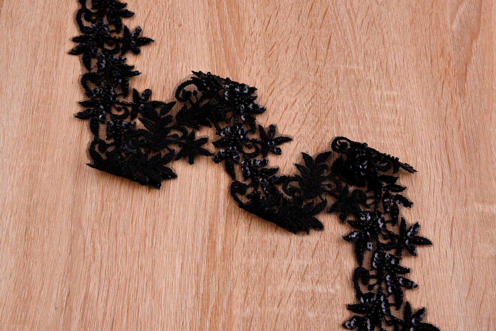 Floral Border Crochet Lace Trim with Handwork Beads - GK- 67