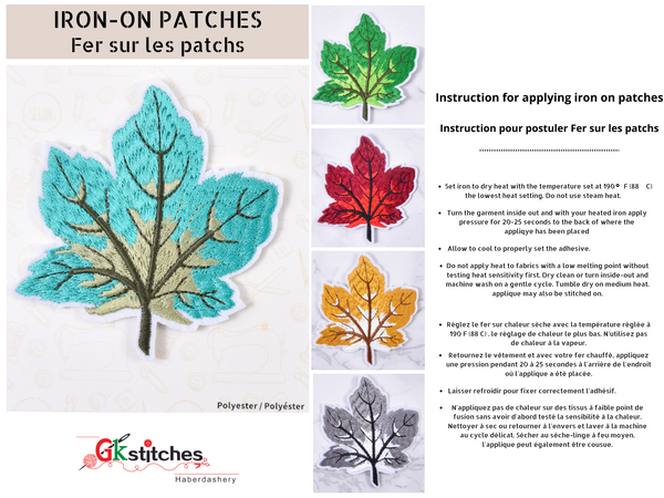 Leaf Pattern (1 Pieces Pack) Iron on , Sew on, Embroidered patches. - Gkstitches